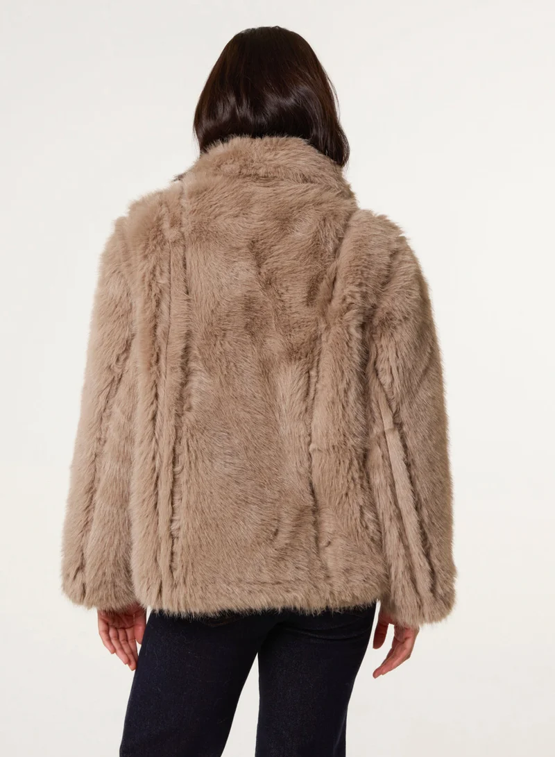 Blue Vanilla Reversible Short Faux Fur Coat